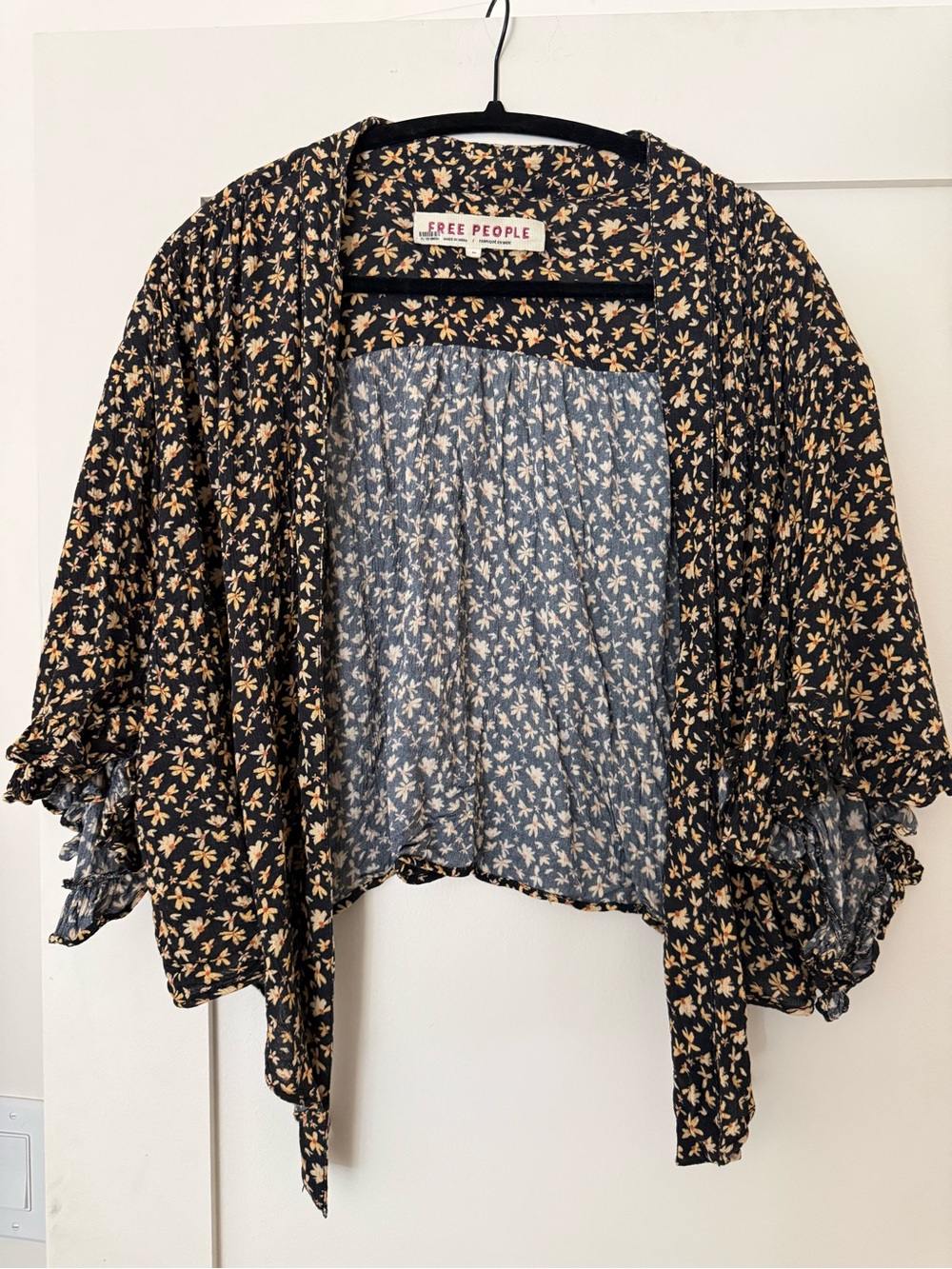 Free People Floral Open Blouse